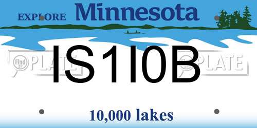 IS1I0B Minnesota License Plate