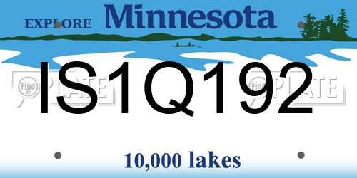 IS1Q192 Minnesota License Plate