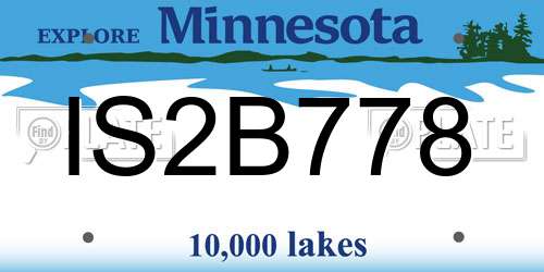 IS2B778 Minnesota License Plate