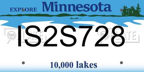 IS2S728 Minnesota License Plate