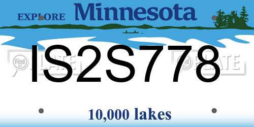 IS2S778 Minnesota License Plate