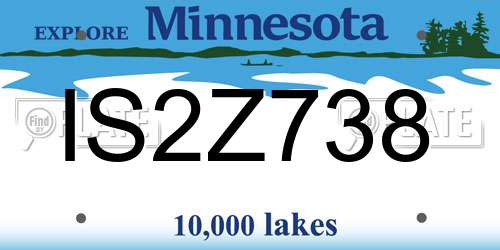 IS2Z738 Minnesota License Plate