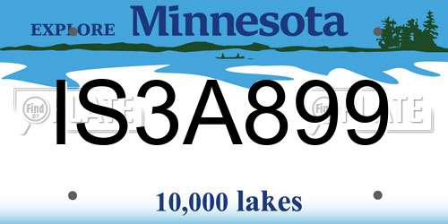 IS3A899 Minnesota License Plate