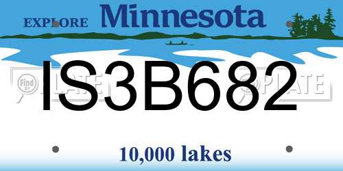 IS3B682 Minnesota License Plate