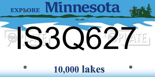 IS3Q627 Minnesota License Plate