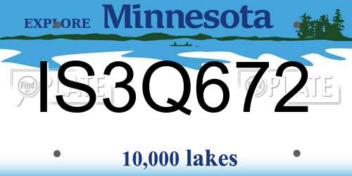 IS3Q672 Minnesota License Plate