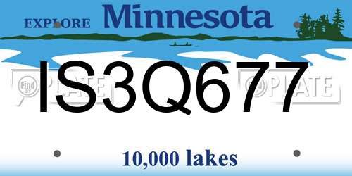 IS3Q677 Minnesota License Plate