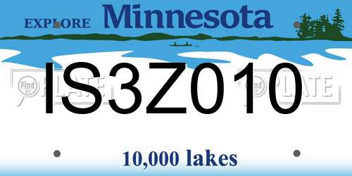 IS3Z010 Minnesota License Plate