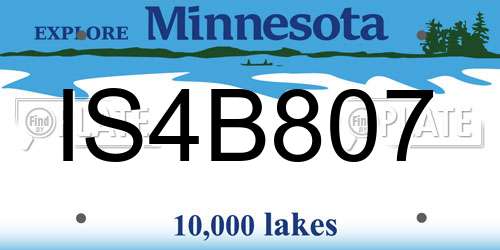 IS4B807 Minnesota License Plate
