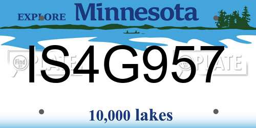 IS4G957 Minnesota License Plate