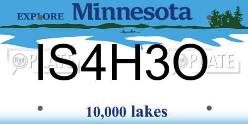 IS4H3O Minnesota License Plate