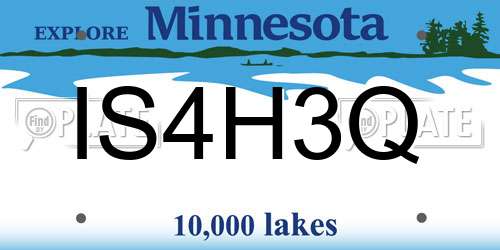 IS4H3Q Minnesota License Plate
