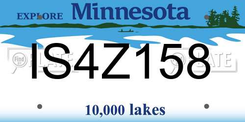IS4Z158 Minnesota License Plate