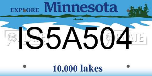 IS5A504 Minnesota License Plate