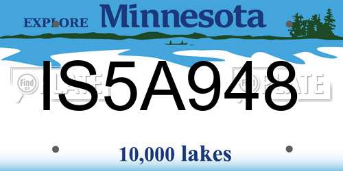 IS5A948 Minnesota License Plate