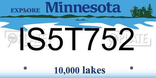IS5T752 Minnesota License Plate