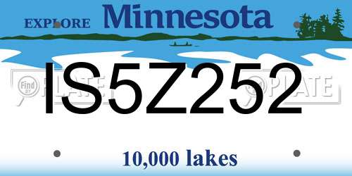 IS5Z252 Minnesota License Plate