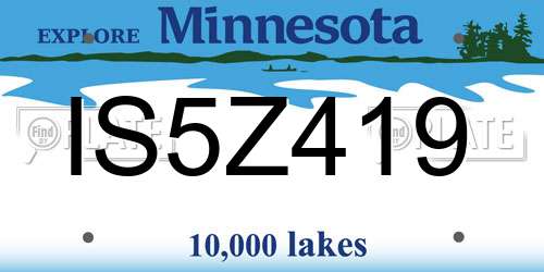IS5Z419 Minnesota License Plate