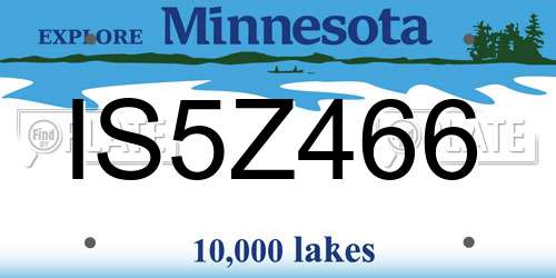 IS5Z466 Minnesota License Plate