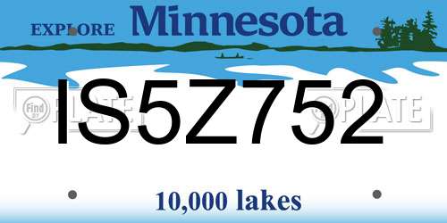 IS5Z752 Minnesota License Plate