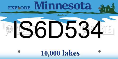 IS6D534 Minnesota License Plate