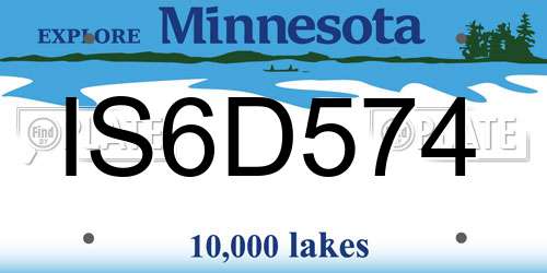 IS6D574 Minnesota License Plate