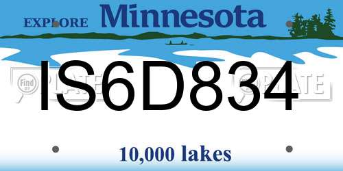 IS6D834 Minnesota License Plate