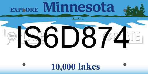 IS6D874 Minnesota License Plate
