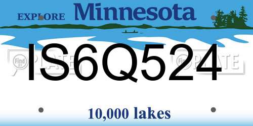 IS6Q524 Minnesota License Plate