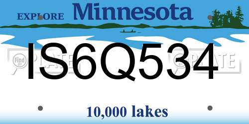 IS6Q534 Minnesota License Plate