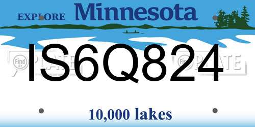 IS6Q824 Minnesota License Plate
