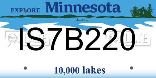 IS7B220 Minnesota License Plate