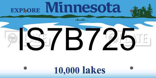 IS7B725 Minnesota License Plate