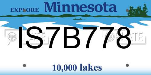 IS7B778 Minnesota License Plate