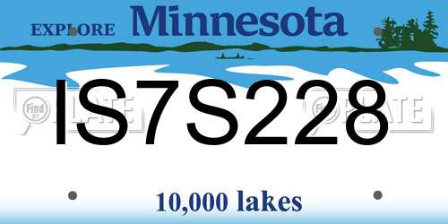 IS7S228 Minnesota License Plate