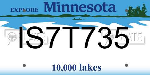 IS7T735 Minnesota License Plate