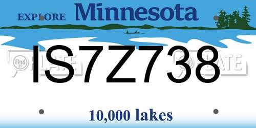IS7Z738 Minnesota License Plate