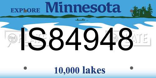 IS84948 Minnesota License Plate