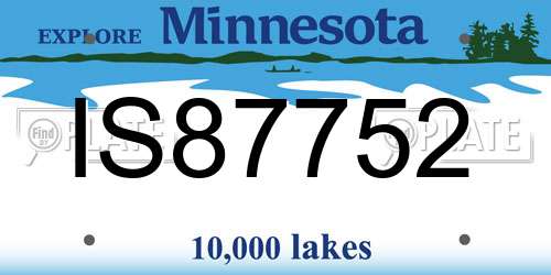IS87752 Minnesota License Plate