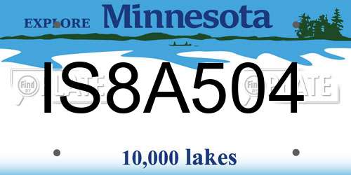 IS8A504 Minnesota License Plate