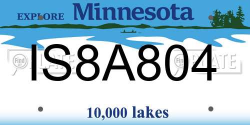 IS8A804 Minnesota License Plate