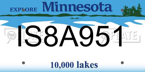 IS8A951 Minnesota License Plate