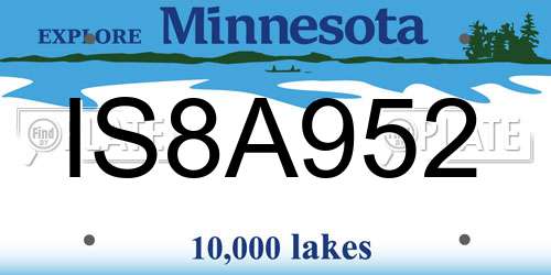 IS8A952 Minnesota License Plate