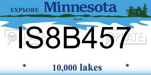 IS8B457 Minnesota License Plate