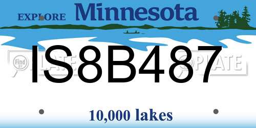 IS8B487 Minnesota License Plate