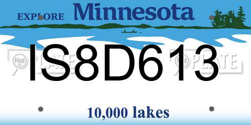 IS8D613 Minnesota License Plate