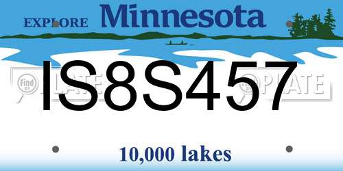 IS8S457 Minnesota License Plate