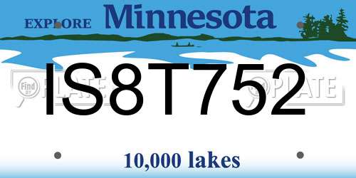 IS8T752 Minnesota License Plate