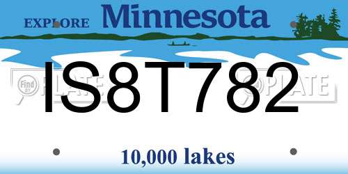 IS8T782 Minnesota License Plate