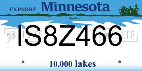 IS8Z466 Minnesota License Plate